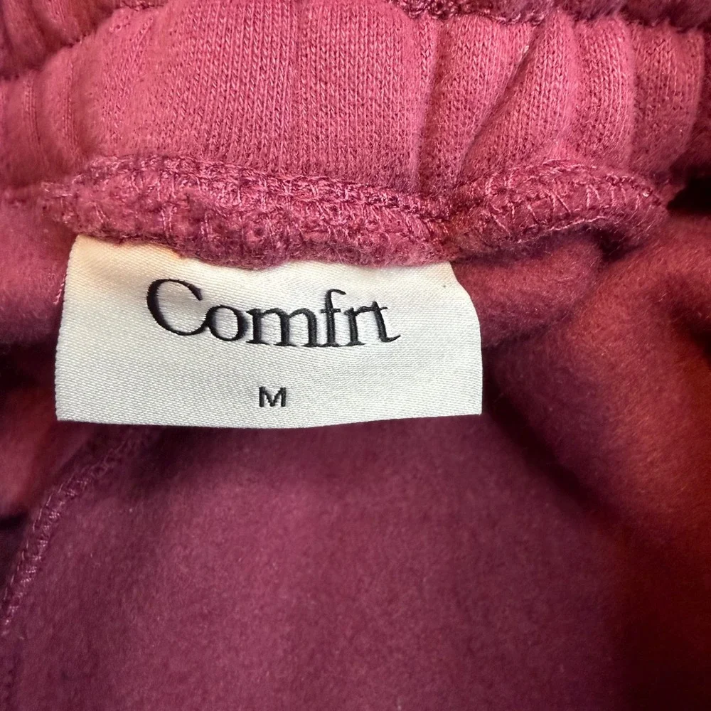 Comfrt Berry Pink Fleece Joggers Tapered Sweatpants‎ Medium Tonal Logo